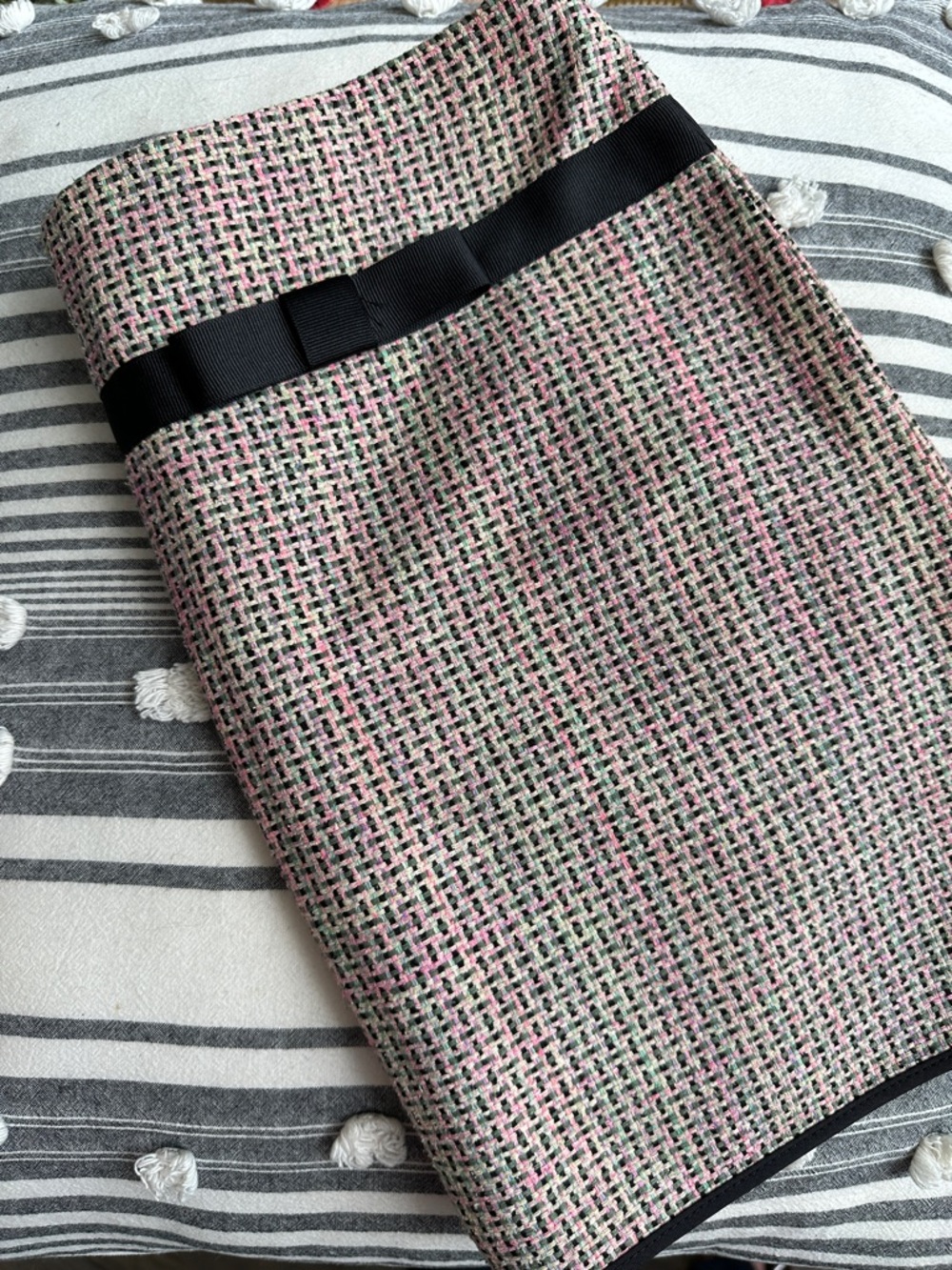 Symmetry Pink, Black & Green Tweed Mini Skirt